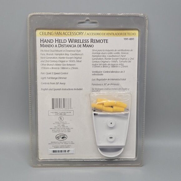 Hampton Bay Ceiling Fan Handheld Wireless Remote Control 191-691 NEW Sealed - Picture 2 of 2